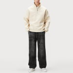 High quality stone washed faded men's denim trousers