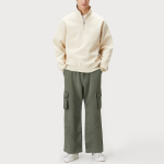 Green straight loose men's work trousers