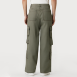 Green straight loose men's work trousers