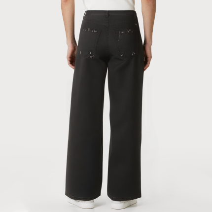 Black straight loose men's denim trousers