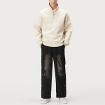 Vintage washed multi-pocket men's denim trousers