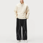 Black nylon loose-fitting men's sports trousers