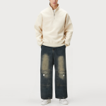 Vintage washed loose men's denim trousers