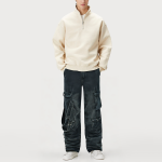 Acid wash loose fit multi-pocket men's denim pants