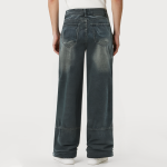 Acid wash loose fit multi-pocket men's denim pants