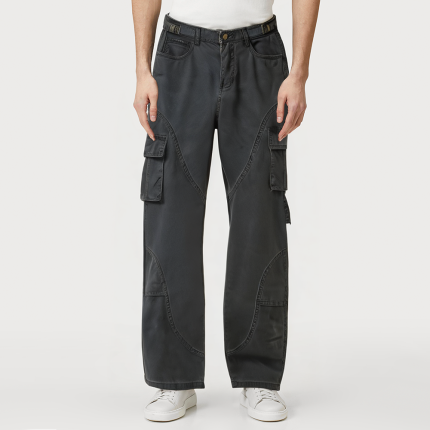 Men's casual straight mid-rise work trousers