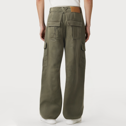 Vintage cotton wide-leg men's work trousers