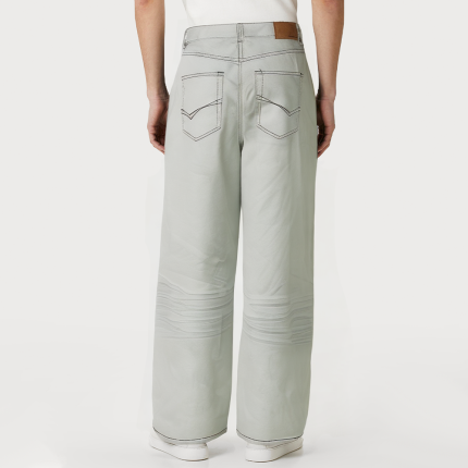 Retro loose wide-leg men's denim trousers