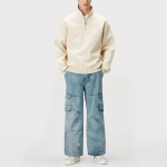 Fashion washed straight-leg men's denim trousers