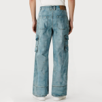 Fashion washed straight-leg men's denim trousers
