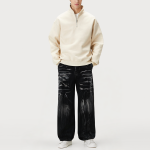 Washed tie-dyed loose men's denim trousers