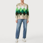 Men's geometric pattern colorblock V-neck sweater