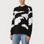 Cloud printed crew neck casual men's sweater