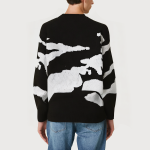 Cloud printed crew neck casual men's sweater