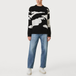 Cloud printed crew neck casual men's sweater