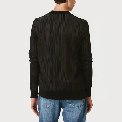 Men's jacquard round neck long sleeve sweater