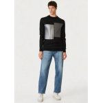 Men's jacquard round neck long sleeve sweater