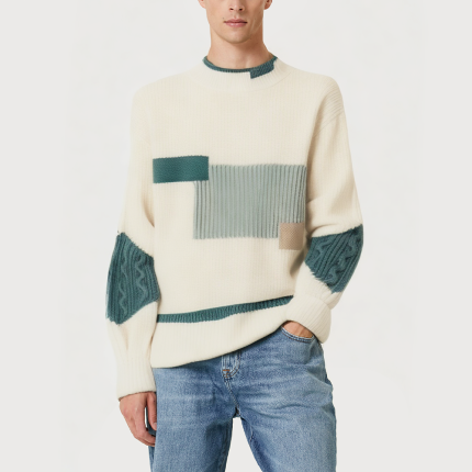 Fashionable jacquard round neck men's sweater