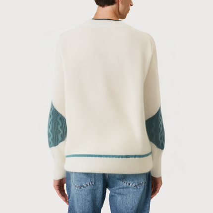 Fashionable jacquard round neck men's sweater