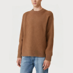 Casual brown round neck loose men's sweater