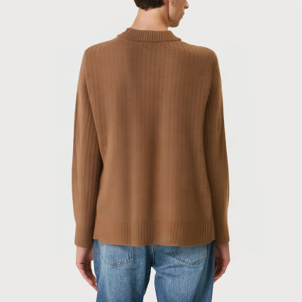 Casual brown round neck loose men's sweater