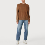 Casual brown round neck loose men's sweater