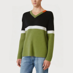 Autumn contrast color v-neck men's sweater
