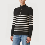 Half-zip turtleneck striped men's sweater