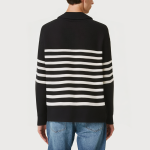 Half-zip turtleneck striped men's sweater