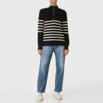 Half-zip turtleneck striped men's sweater