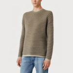 Striped drop shoulder sleeve loose sweater for men