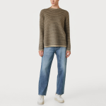 Striped drop shoulder sleeve loose sweater for men