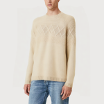 Men's twisted knit crew neck long sleeve sweater