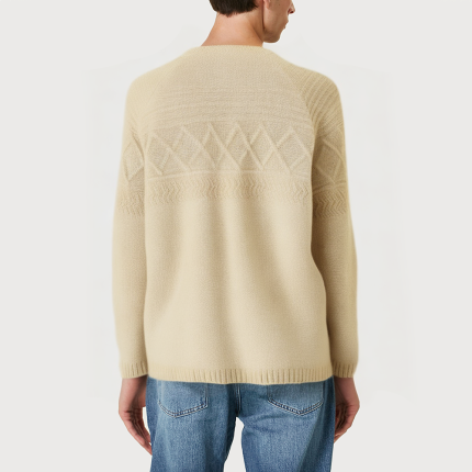 Men's twisted knit crew neck long sleeve sweater