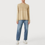 Men's twisted knit crew neck long sleeve sweater
