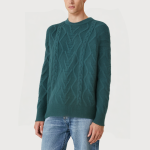 Men's vintage twist round neck long sleeve sweater