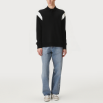 Men's black lapel long-sleeved sweatshirt