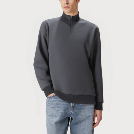 Gray stand collar loose men's sweatshirt