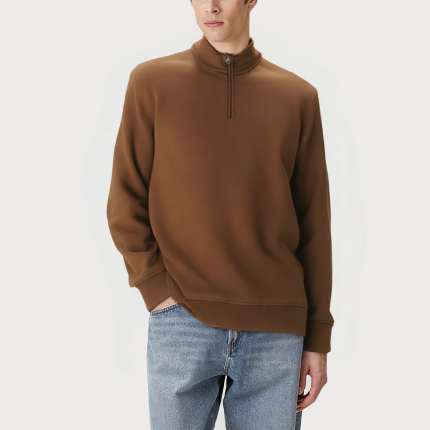Brown stand collar zipper men's sweatshirt