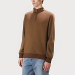 Brown stand collar zipper men's sweatshirt