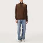 Brown stand collar zipper men's sweatshirt