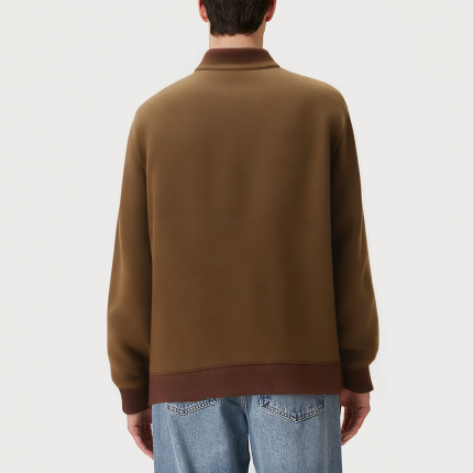 Brown stand collar zipper men's sweatshirt