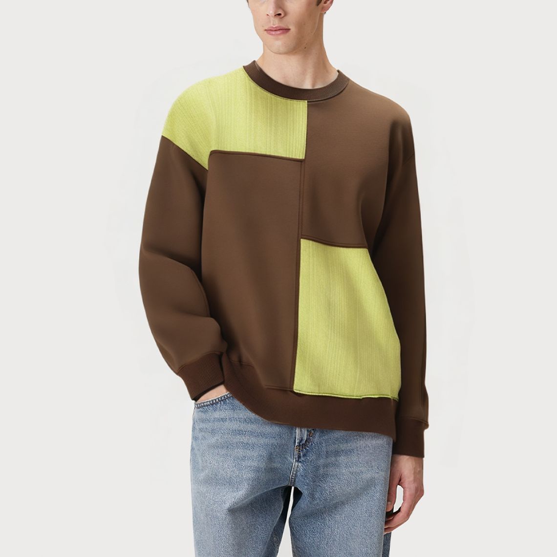 Contrast color stitching loose men's sweatshirt