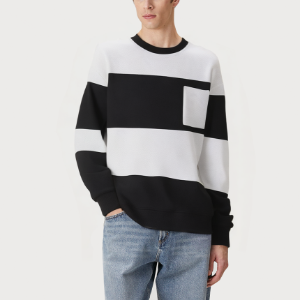 Men's round neck contrast color stitching sweatshirt