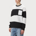 Men's round neck contrast color stitching sweatshirt