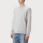 Light grey simple round neck men's sweatshirt