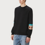 Black crew neck loose men's sweatshirt