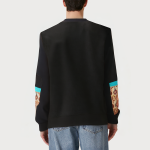 Black crew neck loose men's sweatshirt