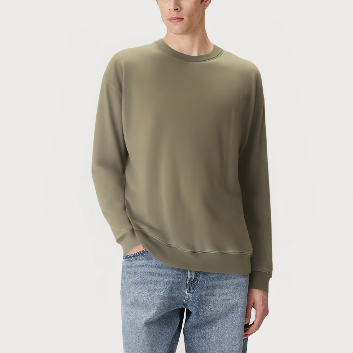 High-quality green round-neck men's sweatshirt