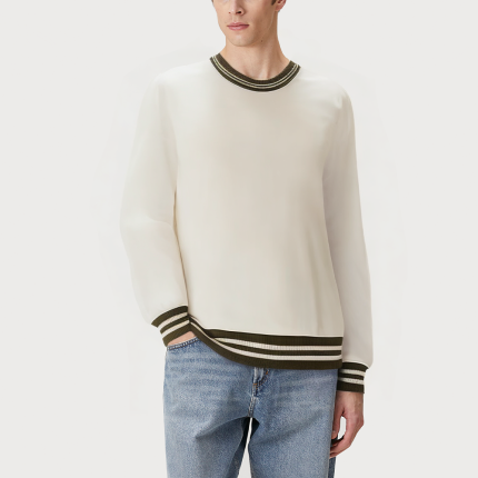 Men's striped ribbed crew neck sweatshirt